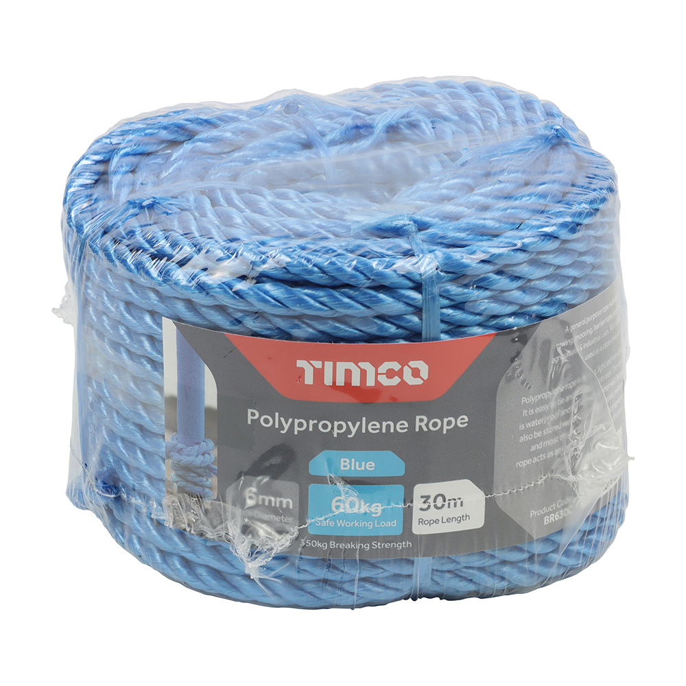 TIMCO Polypropylene Rope Coil - Blue (6mm x 30m)
